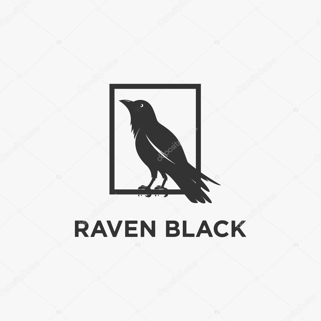 raven crow bird design logo