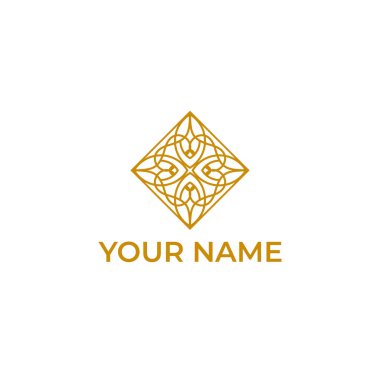 Soyut mandala çiçek çizgisi logo ikonu vektör tasarımı