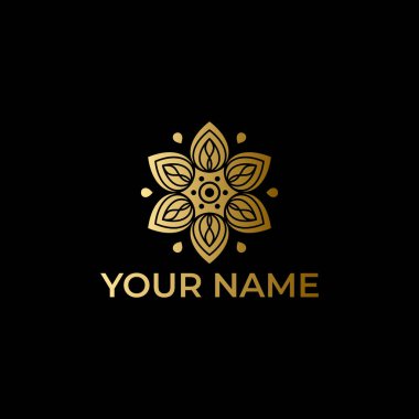 Soyut mandala çiçek logosu tasarımı çizimi