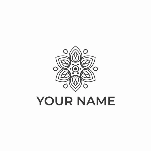 Abstrato Mandala Flor Logotipo Design Vetor Ornamento Premium Elegante —  Vetores de Stock