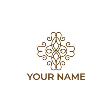 Mücevher, kuaför salonu, otel logosu tasarımı için soyut süs tasarımı vektörü