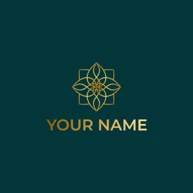 Mandala yaprağı, çiçek hattı logosu tasarımı