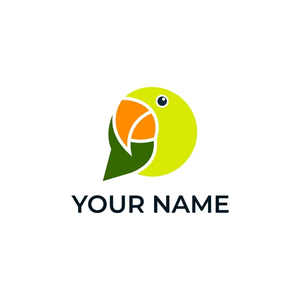 Pájaro Loro Mensaje Logo Diseño Pájaro Chat Logo Diseño — Vector de stock