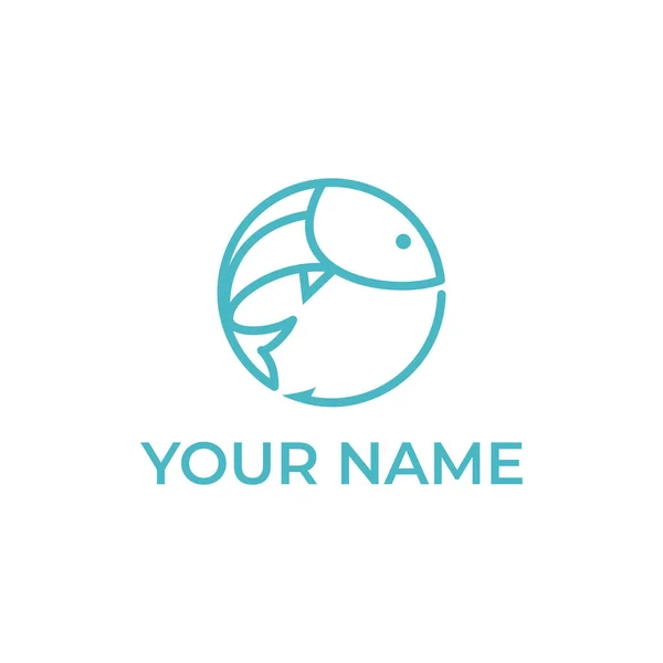 Línea Pesca Logotipo Pescado Logo Diseño Vector — Archivo Imágenes Vectoriales