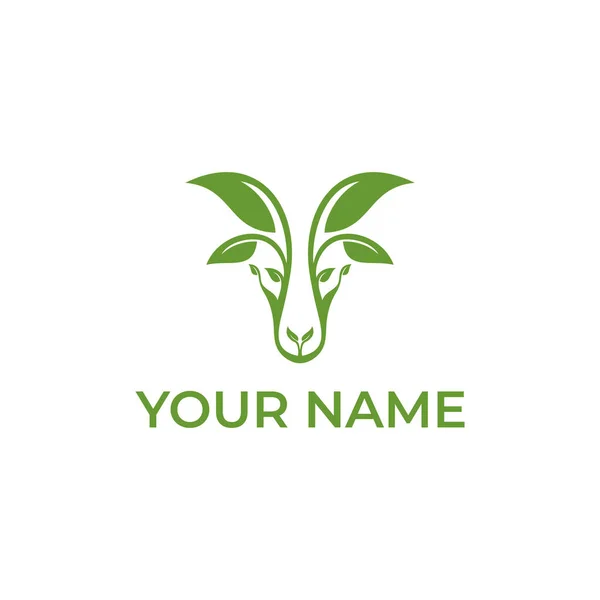 Hoja Cabra Logo Diseño Vector — Vector de stock