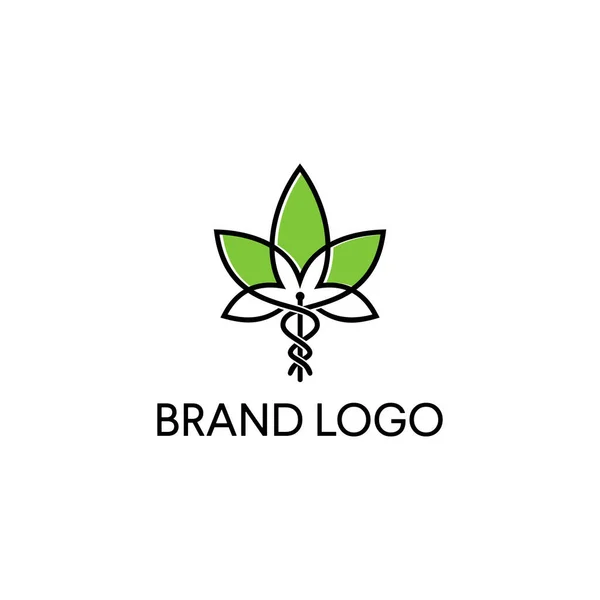 Cbd Cannabis Marijuana Hampa Krukblad Med Linje Konst Knut Logo — Stock vektor