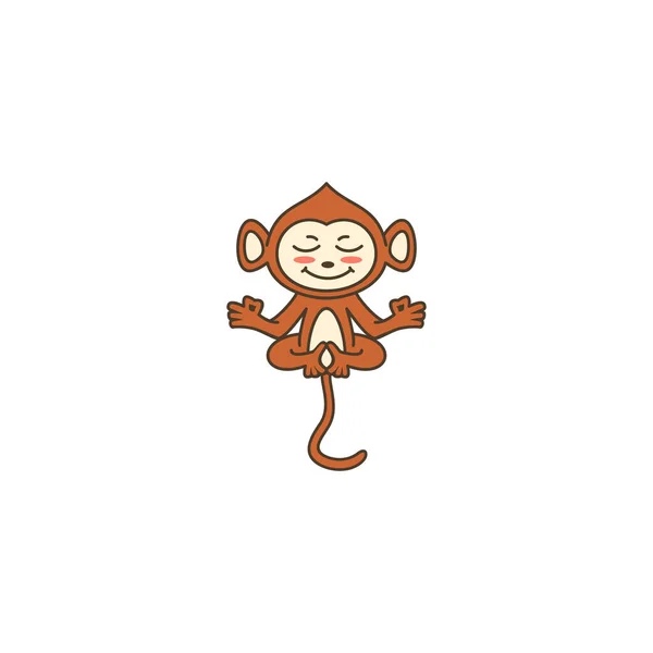 Meditazione Yoga Freddo Rilassante Scimmia Logo Medico — Vettoriale Stock
