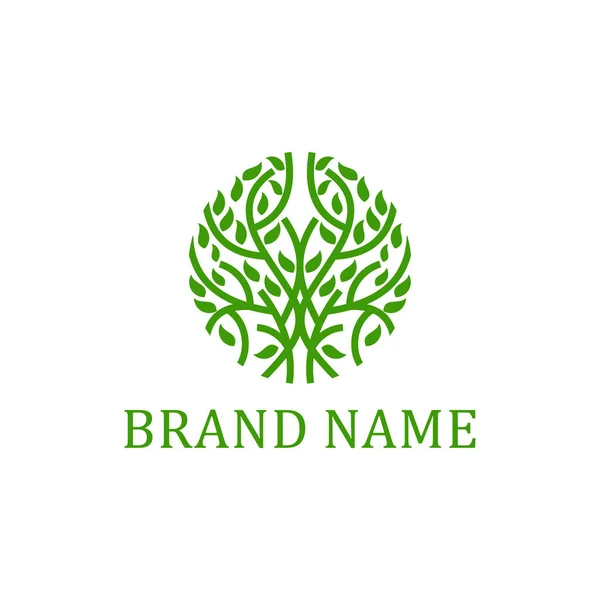 Grön Träd Cirkel Vektor Ikon Design Logotyp — Stock vektor