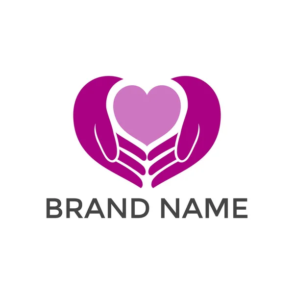 Amor Dando Coração Mãos Segurando Logotipo Vetor Design —  Vetores de Stock