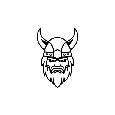 Ana hatları Viking savaşçı logo tasarım vektörü