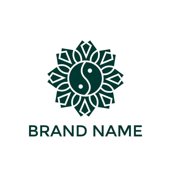 Ying Yang Leaf Logo Design Vecteur — Image vectorielle