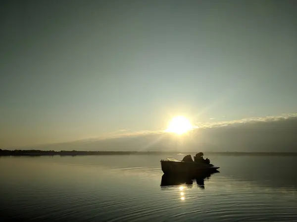 Fishermen Lake Early Morning — Stock Photo, Image