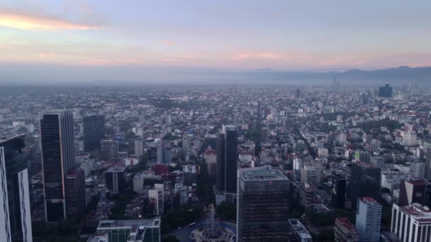 Dageraad Breekt Aan Mexico Stad Reforma Areal View — Stockvideo