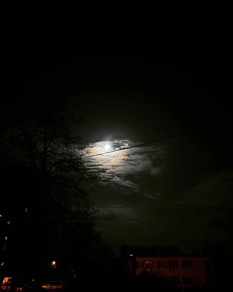 Schöner Nachthimmel Mit Mond — Stockfoto