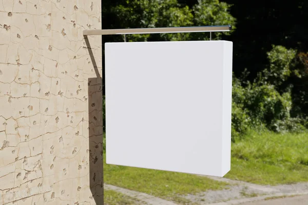 Outdoor Blank Square Store Signboard, Empty Shop Logo Sign On The Wall