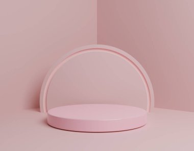 3d Gerçekçi Ürün Stand Mockup Podyumu Pembe Arkaplan Podyumu