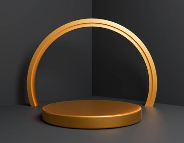 3D Ürün Geometrik 3d Şekilli Altın Podyumu Göster
