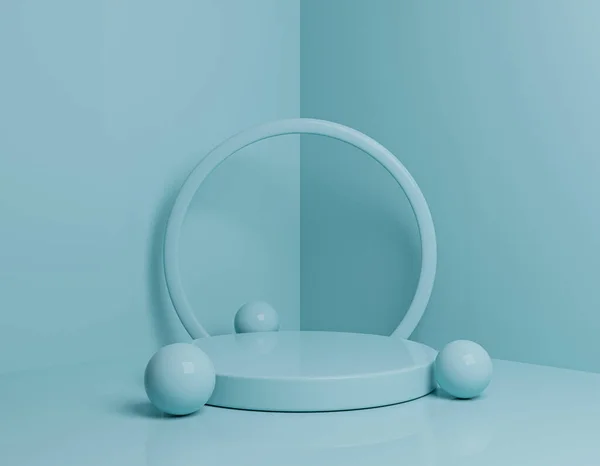 Minimal Light Blue Podium Studio Pedestal Κενή Οθόνη Προϊόντος Για — Φωτογραφία Αρχείου