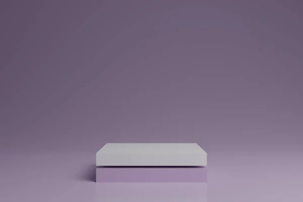 Pódio Minimalista Pedestal Branco Violeta Com Fase Produto Sombra — Fotografia de Stock
