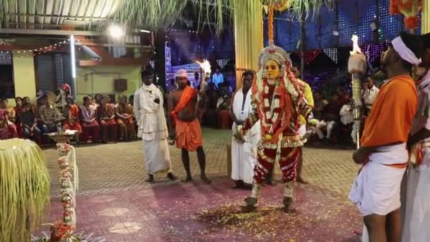 Udupi India Marzo 2020 Artista Che Esibisce Danza Con Costume — Video Stock