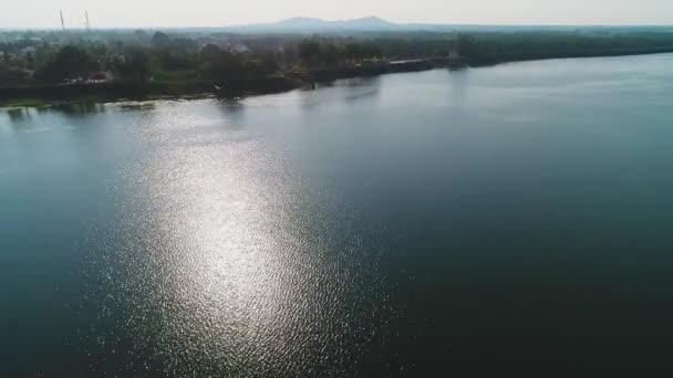 Uma Vista Aérea Lago Hora Pôr Sol Durante Verão Índia — Vídeo de Stock