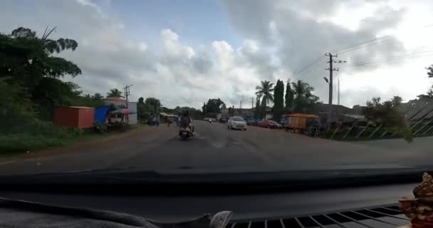 Shivamogga Indien Februari 2020 Lång Bilresa Vägarna Västra Ghats Regnperioden — Stockvideo