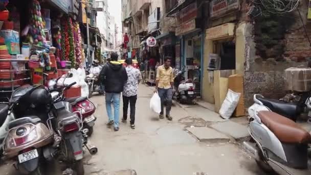 Bangalore India August 2020 Walking View Busy Congested Shopping Street — Stock Video