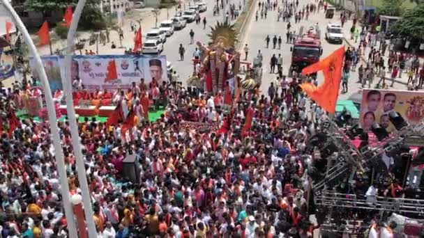 Chitradurga India Octubre 2022 Vista Aérea Una Gran Multitud Durante — Vídeo de stock