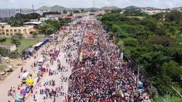 Chitradurga Indie Września 2022 Widok Lotu Ptaka Ogromny Tłum Podczas — Wideo stockowe