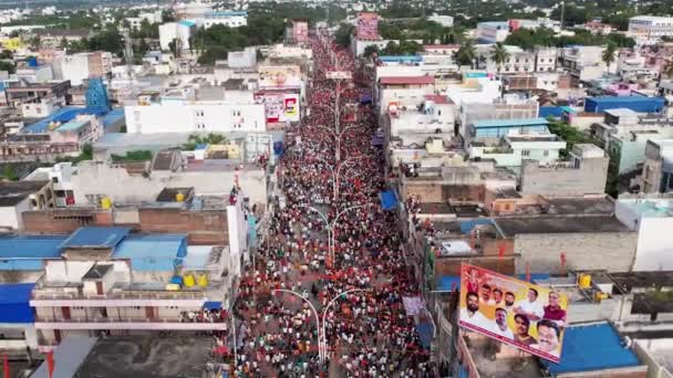 Chitradurga Hindistan Eylül 2022 Ganesha Festivali Sırasında Işlek Caddenin Havadan — Stok video