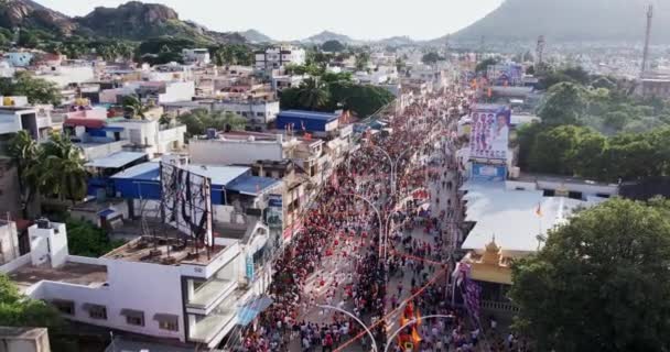 Chitradurga Hindistan Eylül 2022 Ganesha Festivali Sırasında Binaların Ortasındaki Işlek — Stok video