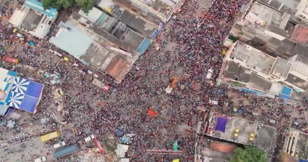 Chitradurga Indien September 2022 Eine Vogelperspektive Auf Eine Riesige Menschenmenge — Stockvideo