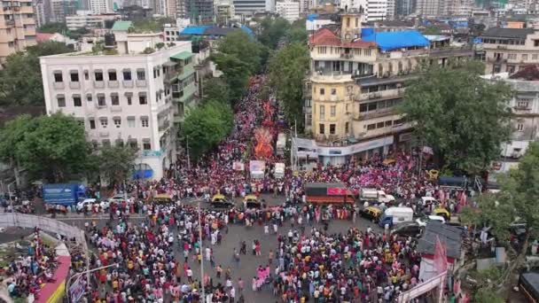 Mumbai India Settembre 2022 Veduta Aerea Una Folla Enorme Radunata — Video Stock