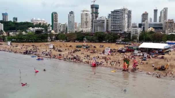 Mumbai Hindistan Eylül 2022 Lord Ganesha Nın Batışı Sırasında Sahilde — Stok video