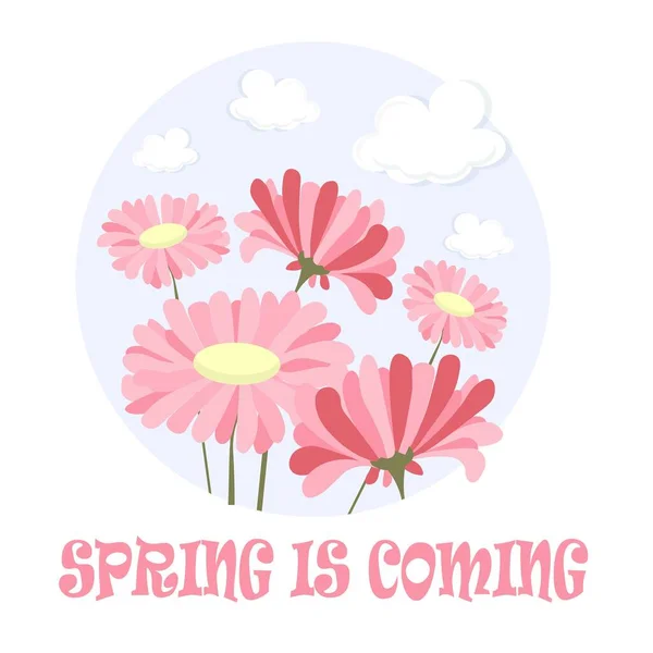 Spring Coming Banner Art Design Stock Vector Illustration Web Print — Stock Vector
