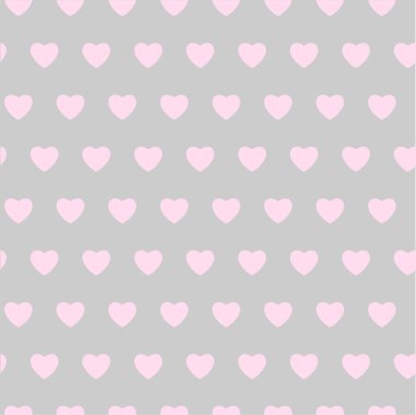 Pembe kalp pürüzsüz romantik şablon. Gri sanat tasarımı stok vektör çizimi. Web için, baskı için, kumaş baskısı için, ambalaj kağıdı için.