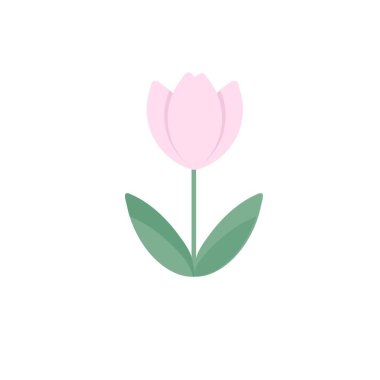 Pembe lale yassı tasarım resimleme simgesi web için stok vektör çizimi, izole nesne yazdırmak için