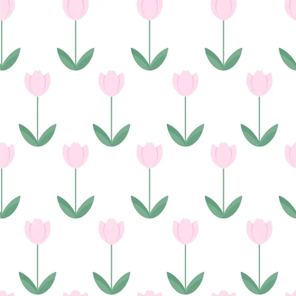 Зеленые Листья Розового Тюльпана Белом Векторном Рисунке Паутины Печати Печати — стоковый вектор