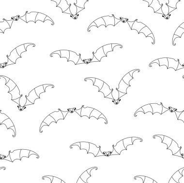 Yarasa ana hatları monokrom dikişsiz desen sanat tasarımı web için stok vektör illüstrasyonuName