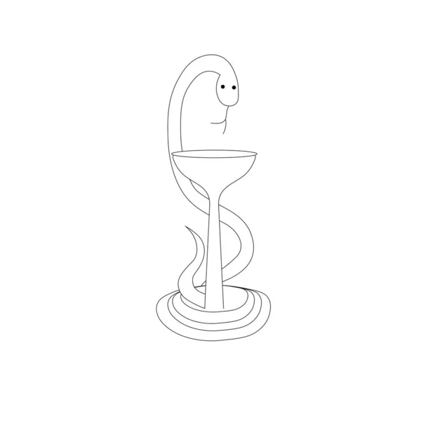 Snake Bowl Medisch Symbool Monochroom Art Design Stock Vector Illustratie — Stockvector
