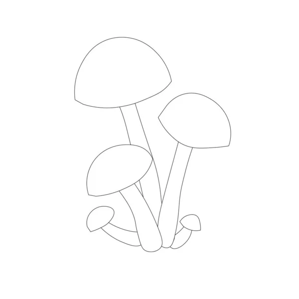 Mushroom Monochrome Outline Nature Stock Vector Illustration Web Print Coloring — Stock Vector