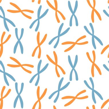 X kromozomu dikişsiz desen beyaz stok vektör illüstrasyonunda mavi turuncu ağ için, baskı için