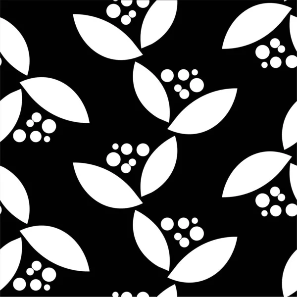 Monochrome Floral Seamless Pattern Stock Vector Illustration Web Print Fabric — Vetor de Stock