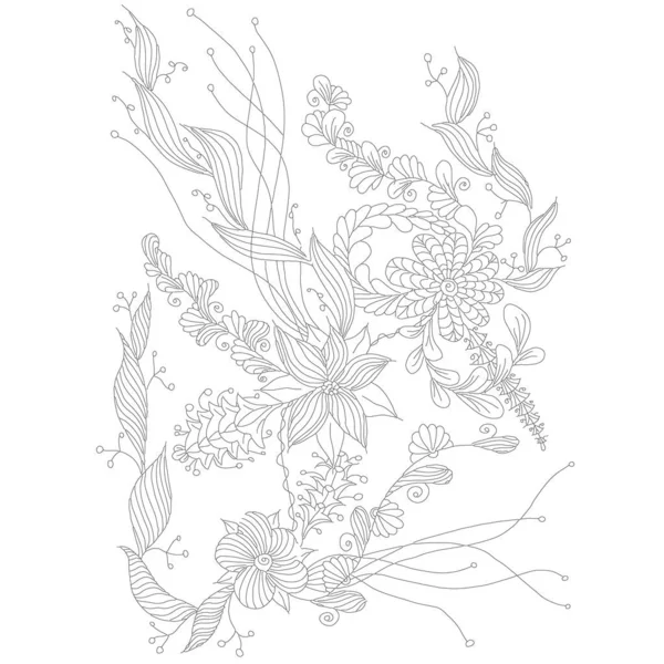 Çiçek Dekoratif Karalama Monokrom Desenli Web Için Stok Vektör Ilüstrasyonuname — Stok Vektör