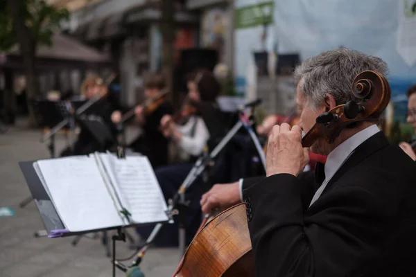 Zhytomyr Ukraine May 2021 Man Street Musician Playing Cello Classical — Foto Stock