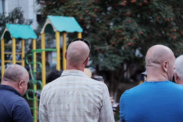 Zhytomyr Ukraine September 2020 Back Bald Head Three Old Men — стоковое фото