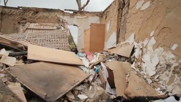 Houses Civilians Destroyed Russian Army War Ukraine Concept — Stok video