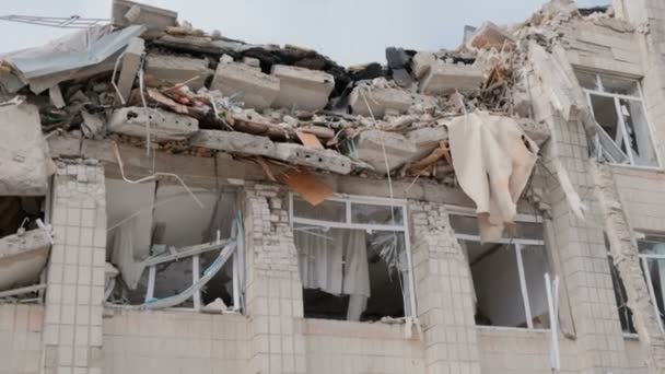 Uma Escola Cidade Ucraniana Zhytomyr Foi Destruída Depois Que Míssil — Vídeo de Stock
