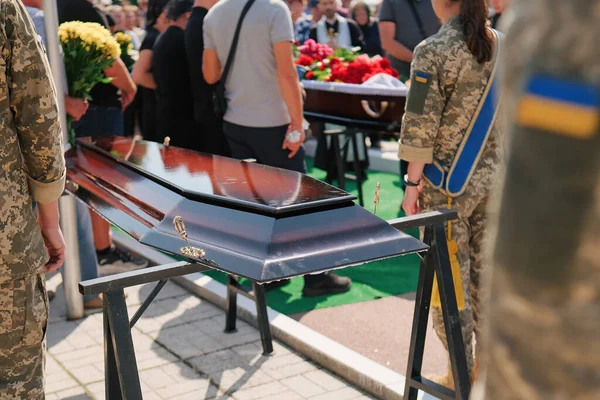 Funeral Soldier Ukrainian Army Who Died Fight Russian Invaders — Fotografia de Stock
