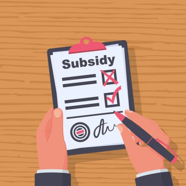 Sübvansiyon kaydı. Adam bir belge vektörü yazar